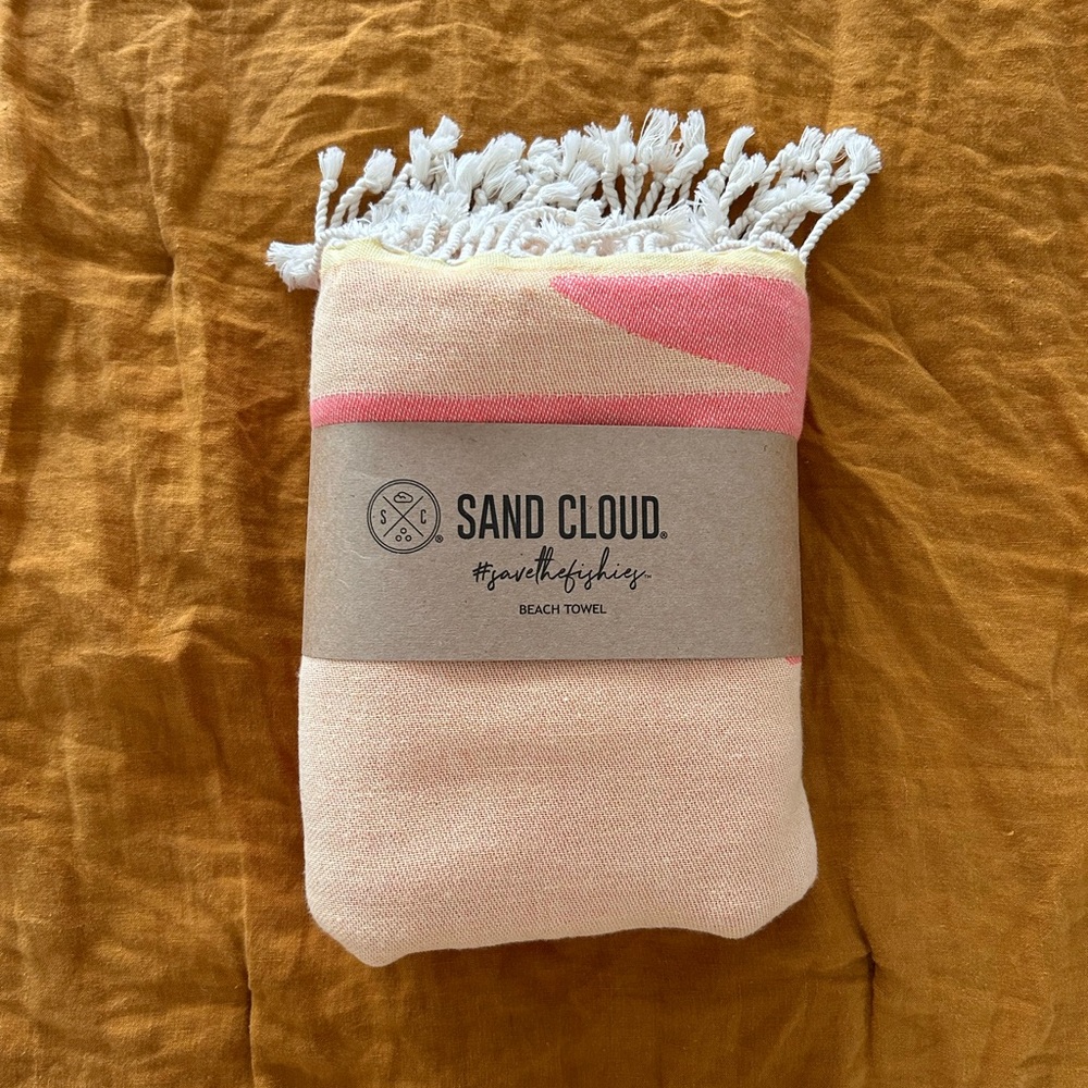 Sand Cloud Pink and White Beach Towel